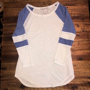 Blue and White Quarter Sleeve Tee